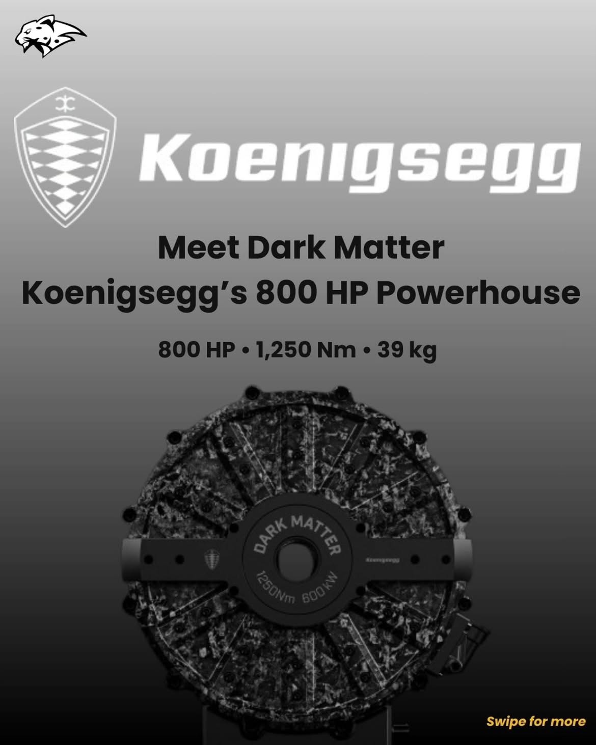Koenigsegg Dark Matter: 800HP in 39 Kilograms